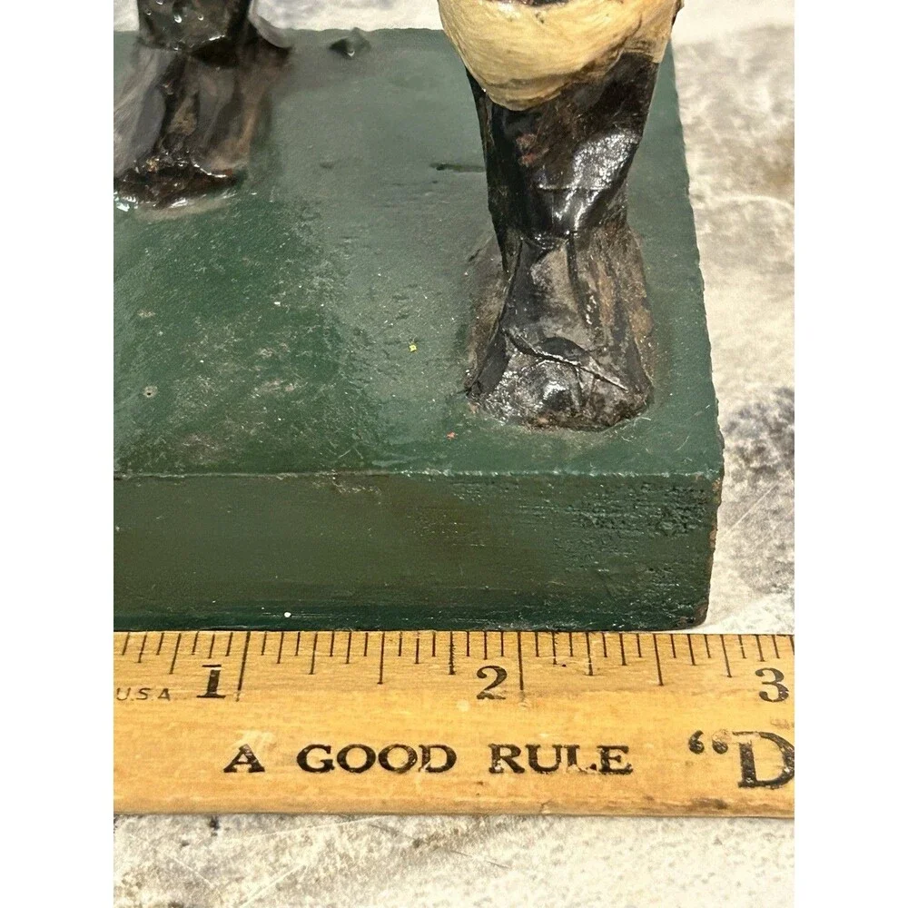 Vintage Folk Art Paper Mache’ Santa Claus Figurine Bell Bag Of Toys 8.5” High